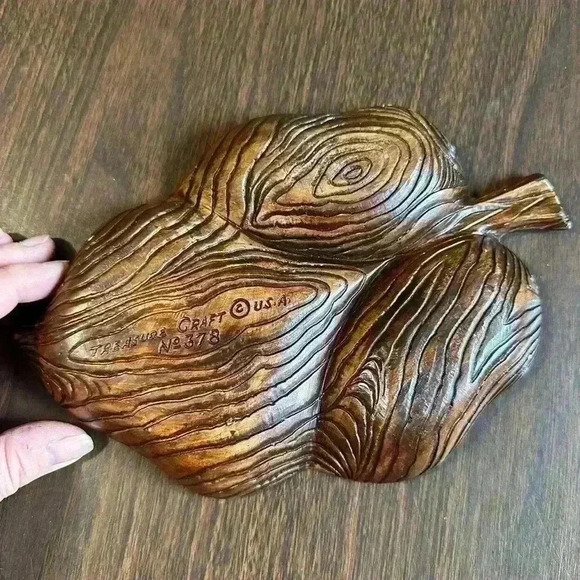 Vintage Treasure Craft 3 Compartment Candy Tray. Brown, Red, Gold. USA Made - Picture 2 of 5